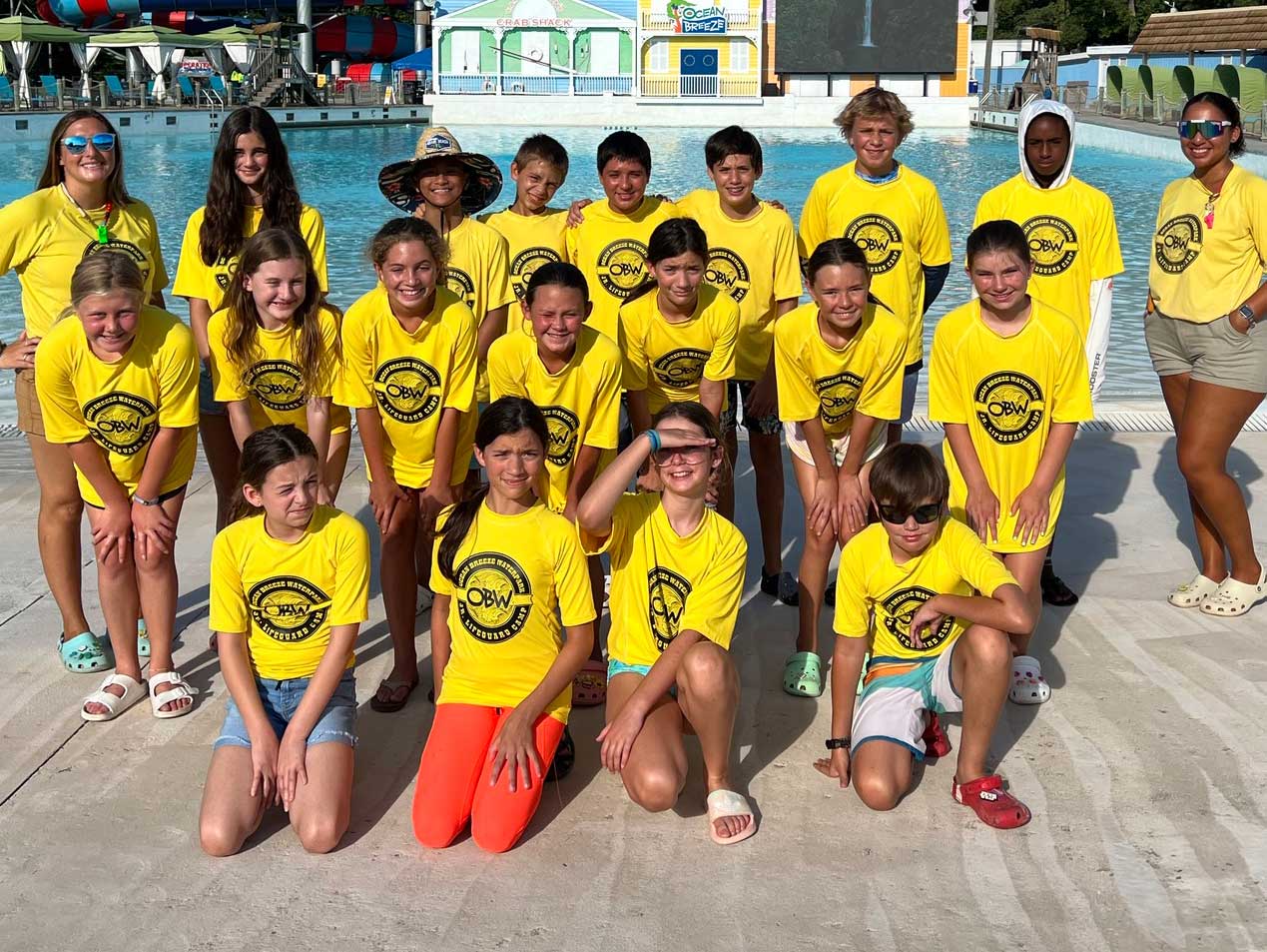 School group by a pool